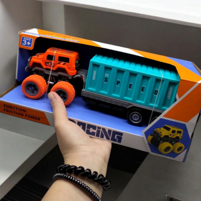 Машина з причепом Racing, загальна довжина - 25,5 см (синя) MIC YM2205X2