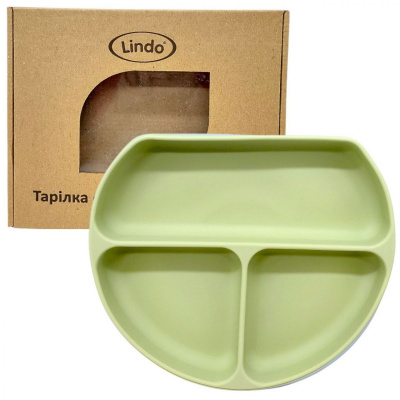 Тарілка секційна силікон (ЗЕЛЕНА) Lindo 964-3