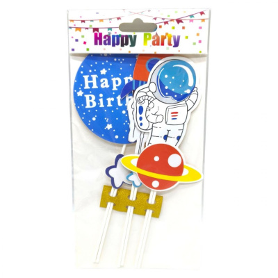 Топпер на торт дитячий  Happy Birthday - КОСМОС MIC 39366