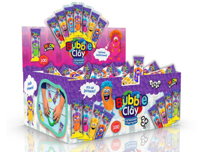 Брикет кулькового пластиліну Bubble Clay (укр) Dankotoys BBC-03-01Uупак.