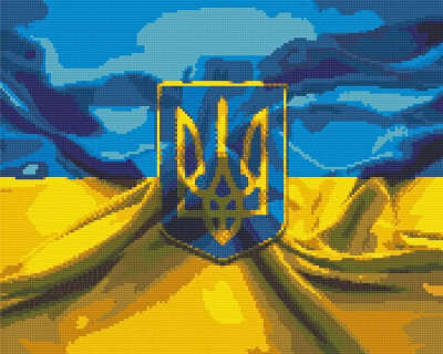 Алмазна мозаїка Герб та прапор України 40х50 см Origami OD3179