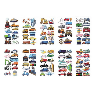 Набір тимчасових тату "Транспорт №1" transport-tattoo-1-10, 10 штук, розмір 12 х 7 см