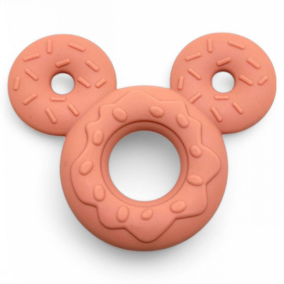 Силіконовий прорізувач для зубів Міккі, персиковий Mega Zayka №0420