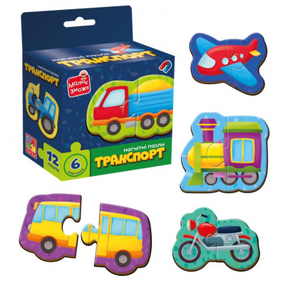 Гра розвиваюча пазли магнітні ТРАНСПОРТ Vladi Toys VT1733-02