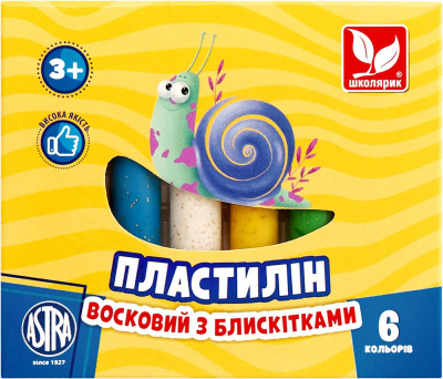 Пластилін круглий з блискітками 6 кольорів школярик 303109001-UA
