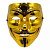 Маска Гая Фокса (Анонімус) на резинці (золотиста) MIC KA-23-114