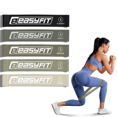 Набір резинок для фітнесу, 5 шт (5 рівнів важкості) EasyFit EF-1813-GY