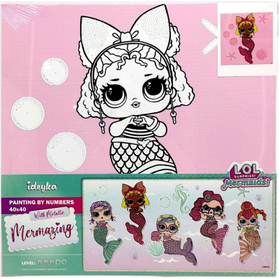 Картина за номерами з фарбами металік L.O.L. Surprise! Mermaids. Queen Bee 40х40 см Ідейка KHO6265