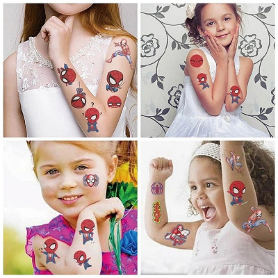 Набір тимчасових тату "Людина-павук" Fresh Tattoo Spiderman-tattoo-mini-set-1-10, 10 штук, розмір 12 х 7 см
