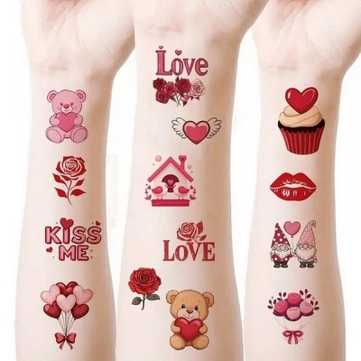 Набір тимчасових тату "Кольорові міні №2" color-tattoo-mini-set-2-30-F30, 30 штук, розмір 9,5 х 9,5 см