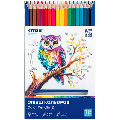 Олівці кольорові, 18 шт. Kite Classic Kite K-052