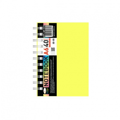 Блокнот А6 АП-1510(Yellow) 40 аркушів, пружина бокова