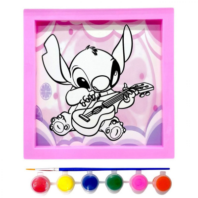 Розмальовка з фарбами Стіч / Stitch в рамці 20 см (Рожевий) MIC KA-23-6108