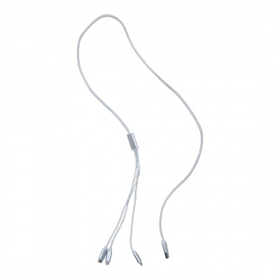 Кабель тканинний 3 в 1, MicroUSB, Type-C та Lightning (білий) MIC MBS142