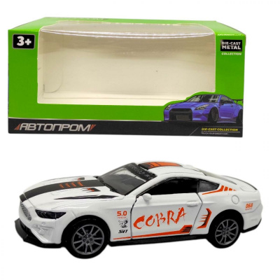 Машина металева Автопром. Ford mustang: COBRA, БІЛА Автопром AP74166