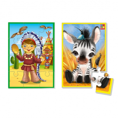 Мʼякі пазли А5 Зебра + індіанець (12 елем) Vladi Toys VT1103-46