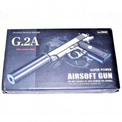 Страйкбольний  пістолет Вальтер GALAXY Browning mini з глушником та МЕТАЛЕВИМИ ЕЛЕМЕНТАМИ MIC G2A