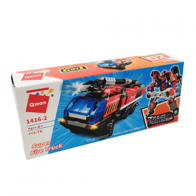 Дитячий Конструктор Qman 1416-1-6 транспорт, 88 дет  Super Fire Truck