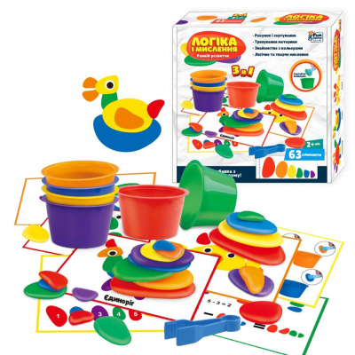 Дитяча навчальна гра "Логіка і мислення" 69481, 63 елементи, картки із завданням