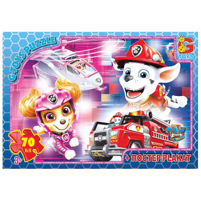 Пазли Щенячий патруль + постер, 70 елем. Gtoys PW0885
