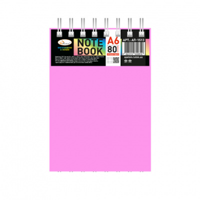 Блокнот А6 В-БП6-80(Pink) 80 аркушів, пружина зверху
