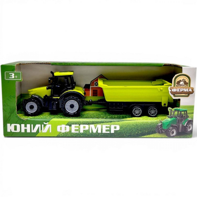 Трактор Юний фермер ІНЕРЦІЙНИЙ З ПРИЧЕПОМ КОВШЕМ (САЛАТОВИЙ) MIC 5279-92BD