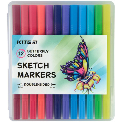 Скетч маркери, набiр 12 шт. Butterfly Kite K22-044-2