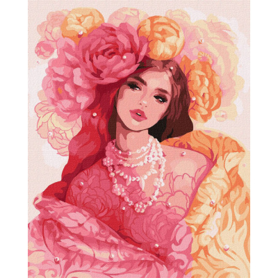 Картина за номерами "Красуня і півонії" ©lesya_nedzelska_art KHO8329 40х50 см
