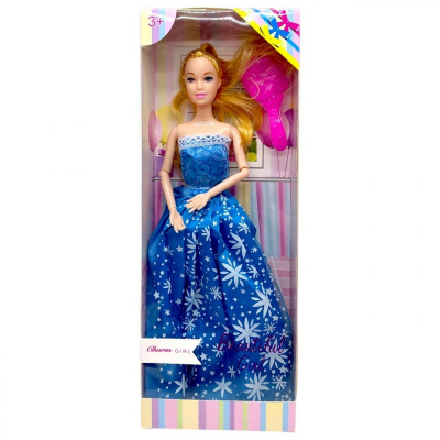 Лялька у святковій сукні з бантом (БЛАКИТНА) MIC D200-217