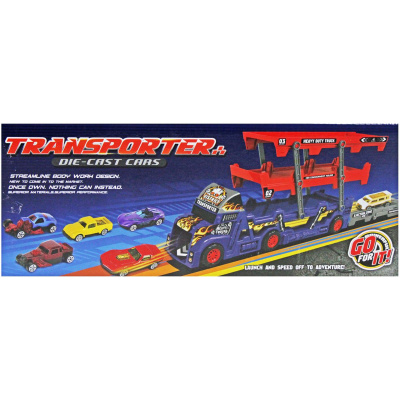 Трейлер із машинками Transporter, 4 машинки xu ye K140A11