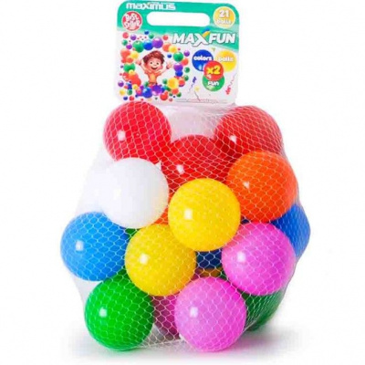 Набір кульок MaxFun (21 шт. діаметр 8 см. більше мʼяких кульок більше кольорів) Maximus 5501