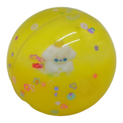 Мʼячик-стрибунець, прозорий, з рідиною (5,5 см), жовтий MIC C66267