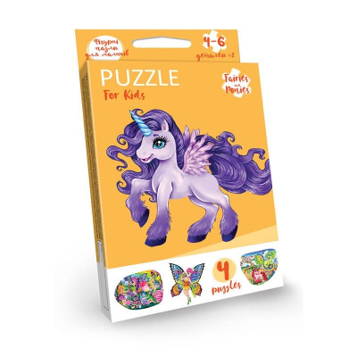 Дитячі пазли Єдиноріг фіолетовий Dankotoys PFK-05,06,07,08,09...12