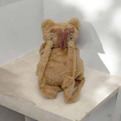 Мʼякий рюкзак Котик, висота 33 см, (бежевий) MIC M18289