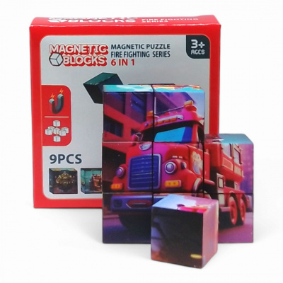Магнітні кубики Magnetic Blocks: Пожежники, 9 штук, 6 зображень MIC U9-60143