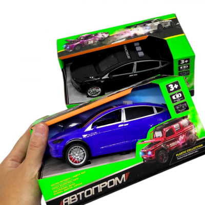 Машинка металева Автопром. Тесла (чорна) Автопром AP9919