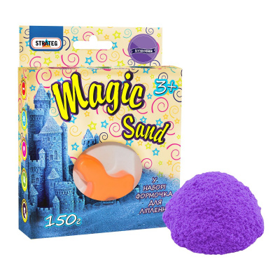 Кінетичний пісок Magic Sand, з формочкою, 150 г (бузковий) Strateg 39304
