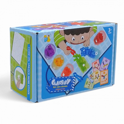 Логічна гра Сортер 92 деталі, 6 кольорів, гумові фігурки, картки із завданнями, наліпки, щипці MIC 2188-59