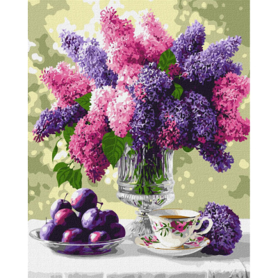 Картина за номерами "Натюрморт з бузком" ©art_selena_ua KHO3388, 40х50 см