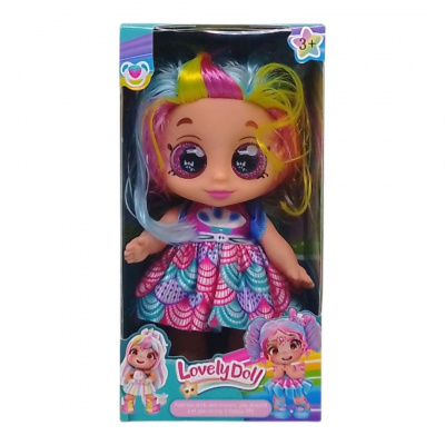 Лялька Lovely Doll, 22 см, підсвічування, весела пісенька (веселкова) MIC 212A
