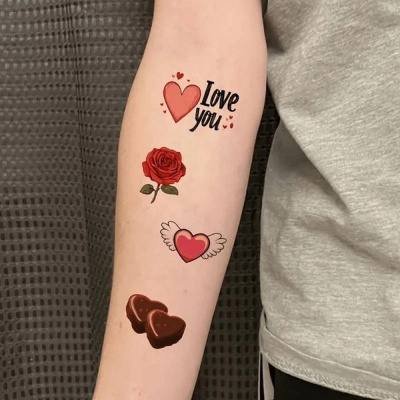 Набір тимчасових тату "Кольорові міні №2" color-tattoo-mini-set-2-30-F30, 30 штук, розмір 9,5 х 9,5 см