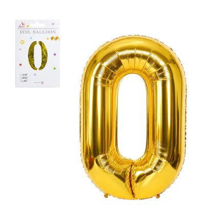 Кулька-цифра фольгована №0 NB-№0, 97873, 40 см, золото