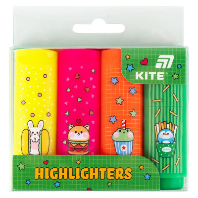 Маркер Highlighter, Kite, набір 4-х, неон Kite K26-445-1