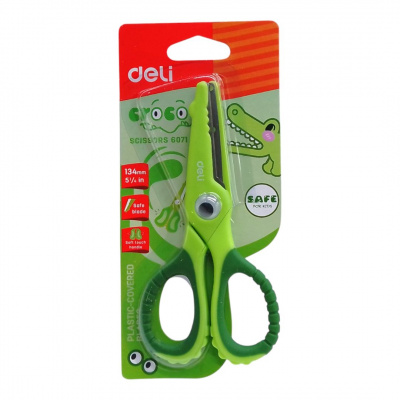 Ножицi Кроко (Croco), безпечні (зелені) Deli 6071E