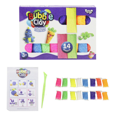 Кульковий пластилін Bubble Clay 14 кольорів (укр) Dankotoys BBC-05-01U