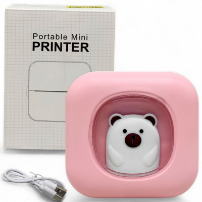 Портативний термопринтер Portable mini printer (рожевий) MIC C65319