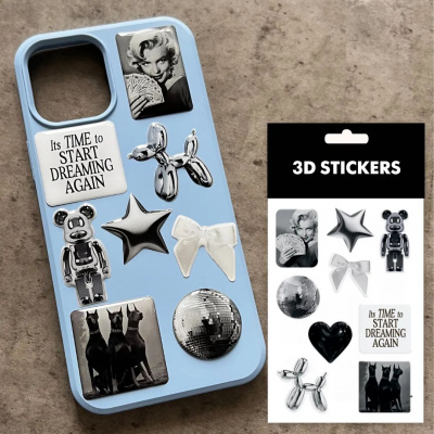 Набір 3D стікерів Silver edition (8 стікерів) Tattooshka SB-45