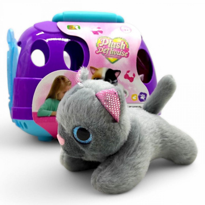 Кошеня з переноскою Plush Pet House (фіолетовий) MIC DR5109