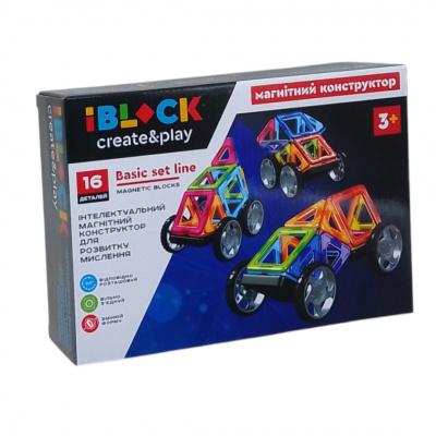 Конструктор магнітний Кольорові магніти (16 деталей) iBLOCK PL-923-527