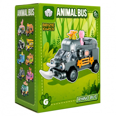 Дитячий конструктор Rhino Bus BB121E-G серії "Animal Bus", 104 деталі